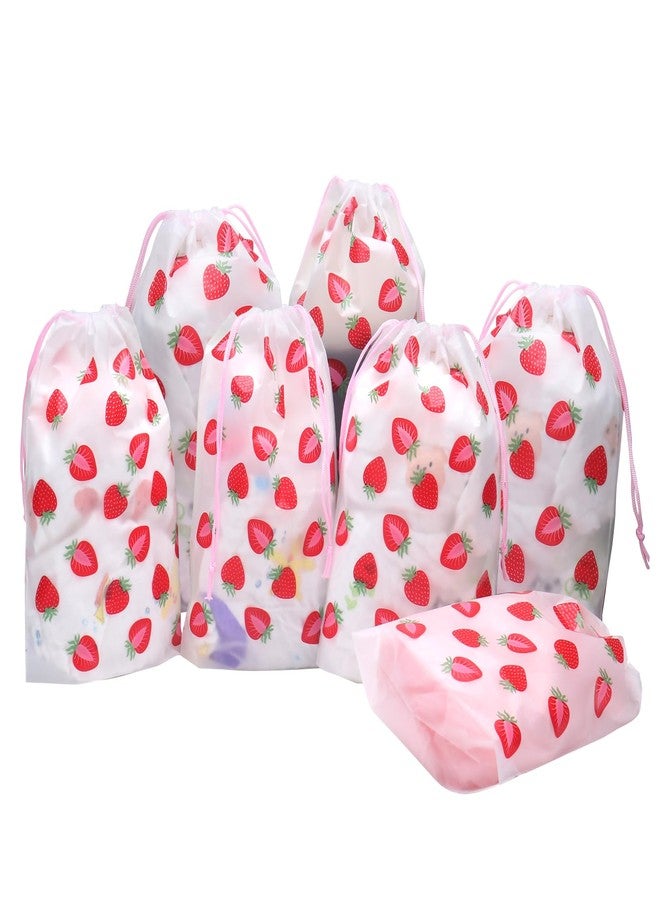 KERINGO 50 Pack Strawberry Party Favors Bag Red Strawberry Drawstring Party Favor Bags Translucent frosted Summer Berry Goodie Bags Gift Packaging Storage for Kids Boys Birthday Supplies 7.08 x 9.84 Inch - Image 1